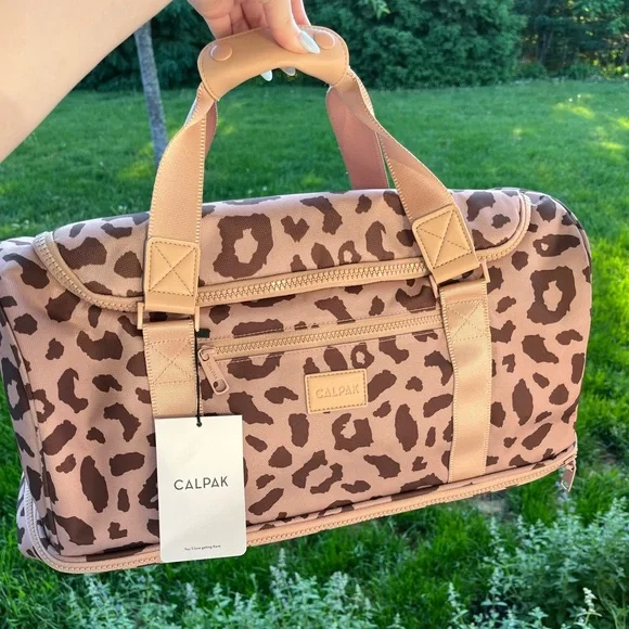Calpack stevyn leopard cheetah duffle bag travel purse